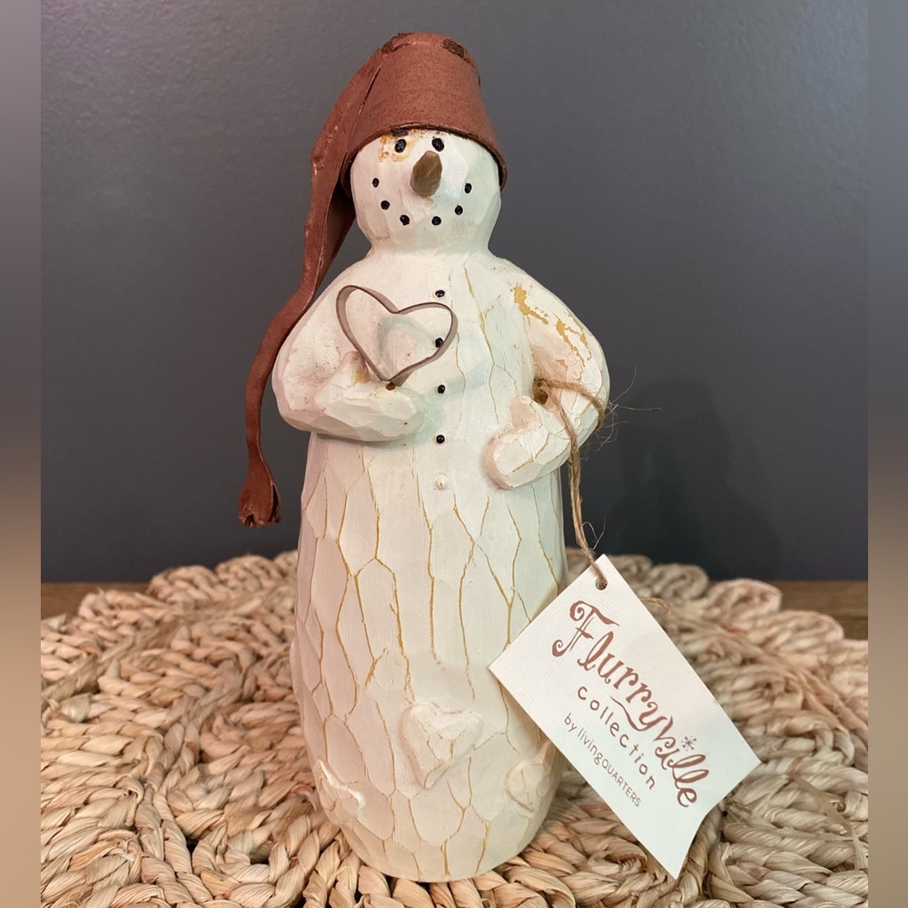 NWT Flurryville Collection Arctic Bart And His Happy Heart Snowman Christmas 8"